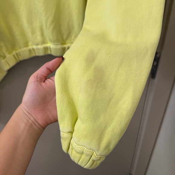 Anthropologie Boxy Cropped Pullover Light Yellow green Sweatshirt size small - Picture 12 of 13